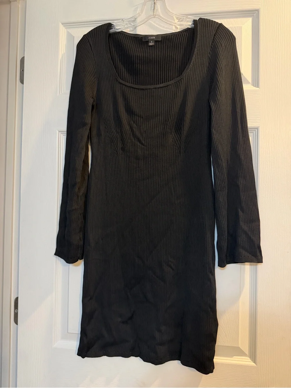J. Crew NWOT square neck ribbed dress black small